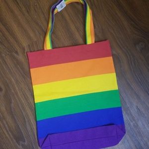Sold NWT rainbow canvas tote